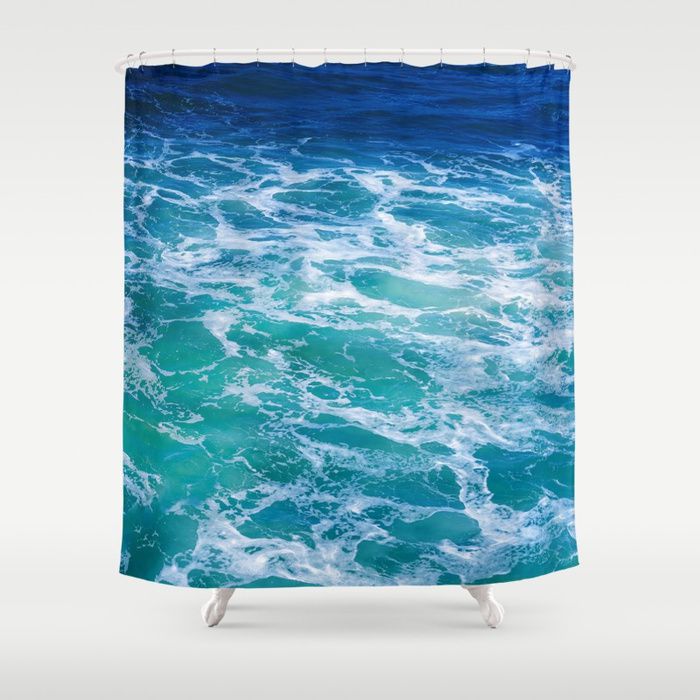 Turquoise and blue ocean Shower Curtain, 71×74 inch