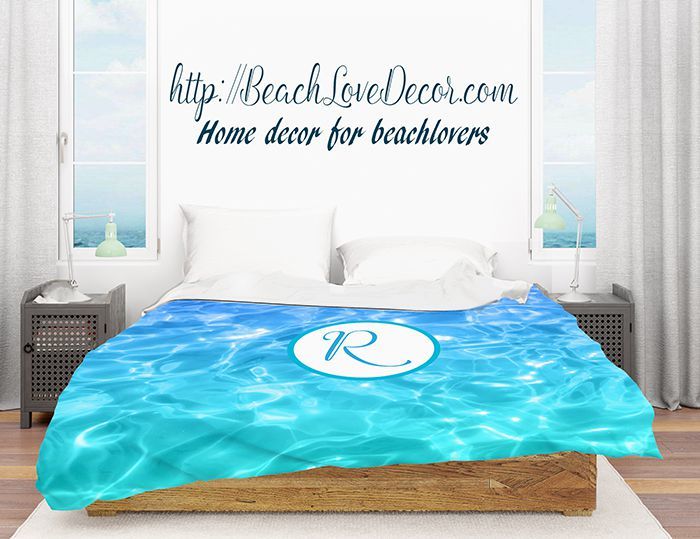 Personalized blueteal water duvet cover, 4 sizes