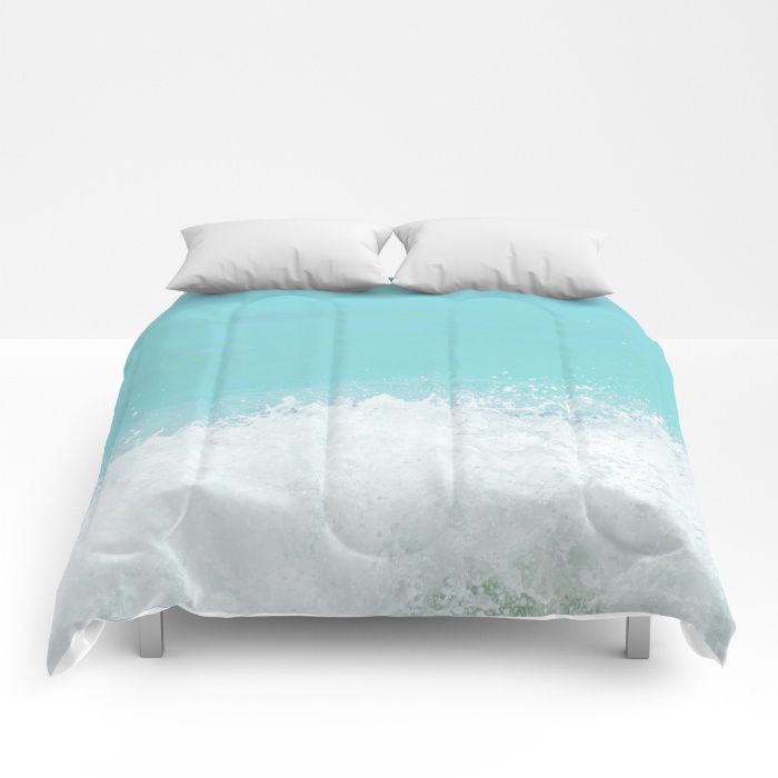 Pale turquoise ocean comforter, ocean, sea, bedding, beach, coastal