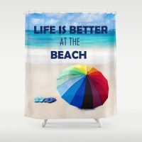 Shower Curtain "Life is better at the beach", 71x74 inch