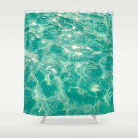 Shower Curtain Turquoise sparkly ocean water, 71×74 inch