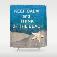 Shower Curtain “Keep calm and think of the beach”, 71x74 inch
