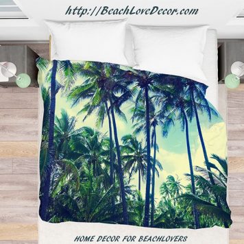 Beach Duvet Cover With Hawaiian Palms Retro Effect Tropical