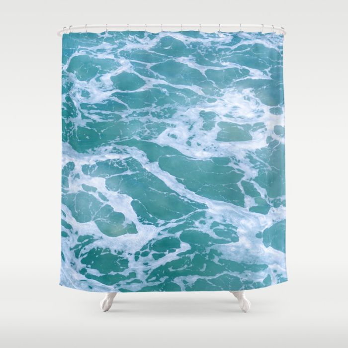 Shower Curtain with turquoise marble ocean water, 71×74 inch ...