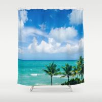 Shower Curtain with palms on the Miami beach, 71x74 inch