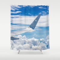 Shower Curtain with airplane wing, 71x74 inch
