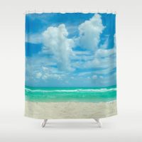 Shower Curtain "Kiss on the Miami beach", 71x74 inch