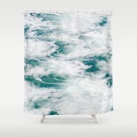 Shower Curtain with marble ocean water, 71x74 inch