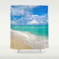Miami beach view shower curtain, 71x74 inches