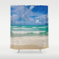 Shower Curtain with Miami ocean view, 71x74 inch