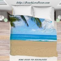 Taupe Hawaiian Beach with palm duvet cover