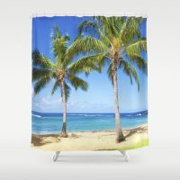 Two Palms on the beach Shower Curtain, 71x74 inches