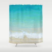 Turquoise ocean with wave Shower Curtain, 71x74 inches