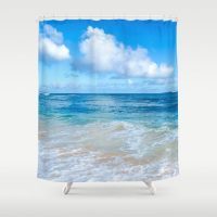 Ocean Shower Curtain with Hawaiian beach view, 71x74 inches