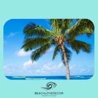 Palm tree microfiber foam bath mat, 2 sizes