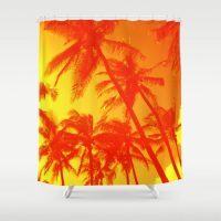 Orange tropical Palms Shower Curtain, 71x74 inches