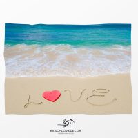 Beach Fleece Throw Blanket with sign "Love", extra soft and warm, beach coral blanket, ocean shepra blanket