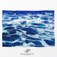 Deep blue Malibu ocean Fleece Throw Blanket, extra soft and warm, beach coral blanket, ocean shepra blanket