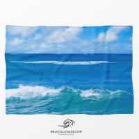 Blue ocean view Fleece Throw Blanket, extra soft and warm, beach coral blanket, ocean shepra blanket