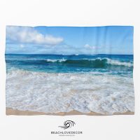Blue Sea Fleece Throw Blanket, extra soft and warm, beach coral blanket, ocean shepra blanket