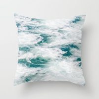 Deep ocean water throw pillow cover, sea, cotton, surf, coastal decorative pillow case, ocean bedding, 5 sizes