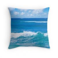 Tropical blue ocean throw pillow cover, cotton, surf, coastal, beach house decor, decorative pillow case, ocean bedding, 5 sizes