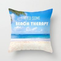 Throw pillow cover I need some beach therapy, cotton, decorative pillow case, beach house decor, quote, beach quote, ocean quote, 5 sizes