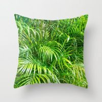 Green Palm tree leaves throw pillow cover, cotton, decorative pillow case, beach house decor, palm tree pillow, 5 sizes