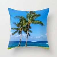 Hawaiian Coconut Palms throw pillow cover, cotton, decorative pillow case, ocean, beach house decor, palm tree pillow, 5 sizes