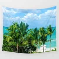 Miami beach palm trees Wall tapestry, 6 sizes, grommets