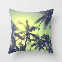 Retro palms throw pillow cover, cotton, decorative pillow case, beach house decor, vintage palm tree pillow, 5 sizes