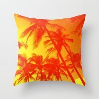 Orange tropical Palms throw pillow cover, cotton, vintage, decorative pillow case, beach house decor, palm tree pillow, 5 sizes