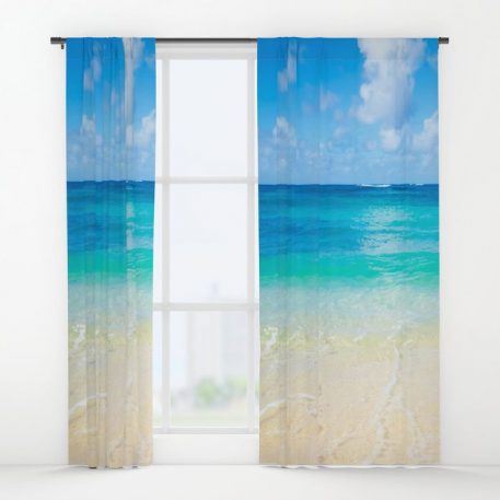 Hawaiian ocean window curtain, blackout curtain, sheer curtain, coastal ...