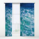 Teal Blue marble ocean window curtain, blackout curtain, sheer curtain