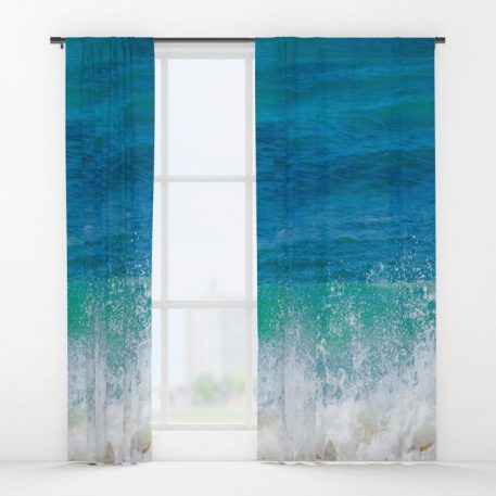 Blue teal ocean window curtain, blackout curtain, sheer curtain ...
