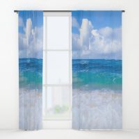 Hawaiian beach window curtain, blackout curtain, sheer curtain, coastal curtain, nautical curtain, ocean curtain, sea curtain