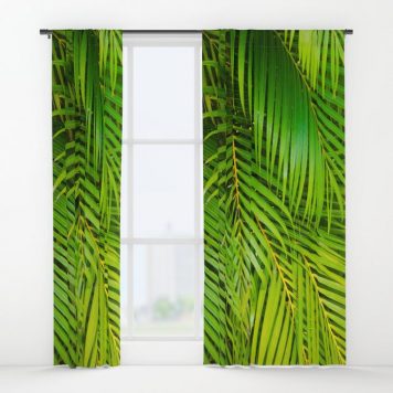 Palm leaves window curtain, blackout curtain, sheer curtain, nautical ...