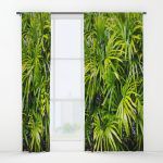 Green Palm leaves window curtain, blackout curtain, sheer curtain ...