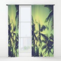 Vintage Palm trees window curtain, blackout curtain, sheer curtain, nautical curtain, beach curtain,  tropical curtain