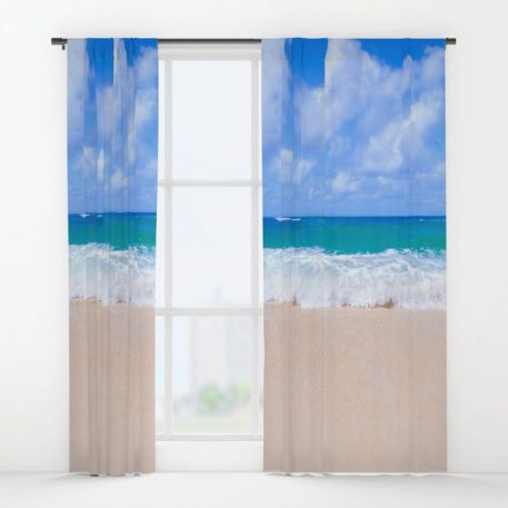 Tropical beach window curtain, blackout curtain, sheer curtain, coastal ...