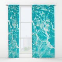 Turquoise blue sea window curtain, blackout curtain, sheer curtain, coastal curtain, nautical curtain, beach curtain, sea curtain