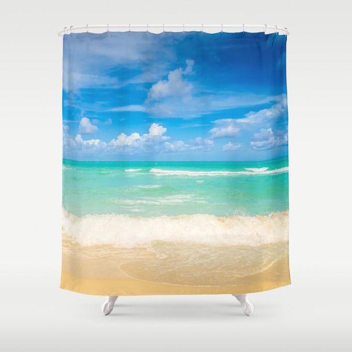Miami Shower Curtain Ocean Shower Curtain Beach Bathroom Decor