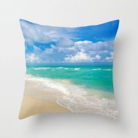 Miami tropical beach and ocean pillow cover, beach pillow cover, Florida, cotton twill, surf, ocean, coastal, beach house decor, decorative pillow case, sea, ocean bedding, 5 sizes