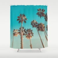 Shower Curtain with retro Palms, 71x74 inch
