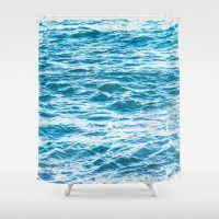 B - White blue ocean Shower Curtain, 71x74 inch