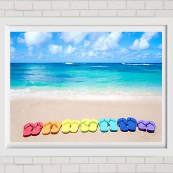 Fine Art Print Colorful Flip Flops On The Beach Large Format Wall