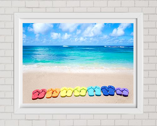 Fine Art Print Colorful Flip Flops On The Beach Large Format Wall Decor Beachlovedecor Com Modern And Themed Home - Large Flip Flop Wall Art
