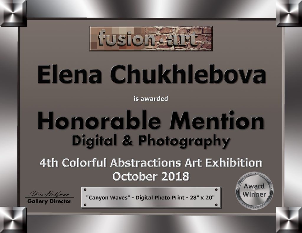 Elena Chukhlebova CA Award Certificate
