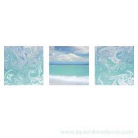 Modern Fine Art Abstract Triptych Pastel Turquoise ocean-2, Square format