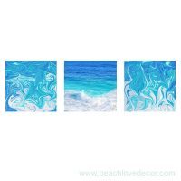 Modern Fine Art Abstract Triptych Sea Wave, Hawaii, Square format